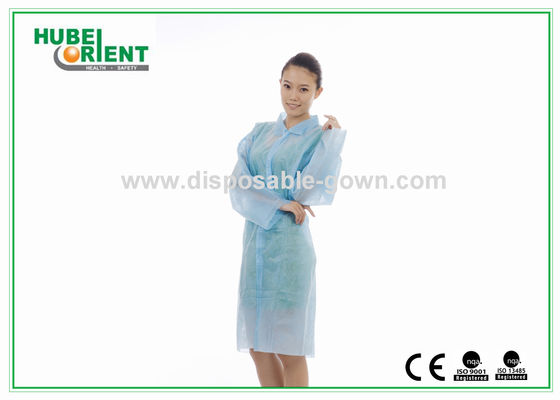 Laboratory Gowns Blue Disposable Lab Coats with ISO13485/CE MDR Certified With Velcros Closure