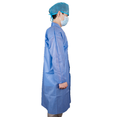 CE Certificated Disposable Anti-Bacterial Protective Medical PP/SMS Long Lab Coat