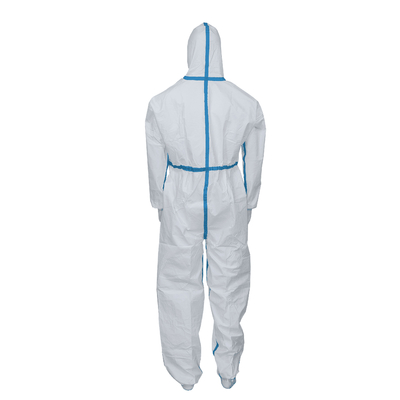 Disposable Use Protective Blue Tape Hooded Coverall With Elastic Wrist / Ankle / Waist