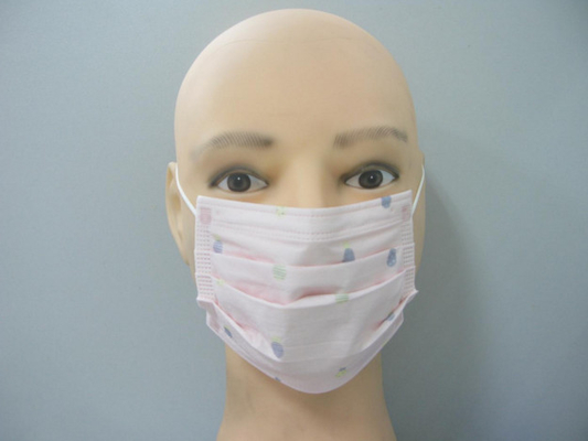 Disposable 3ply Kid Face Mask With Cute Printing Latex Free Earloop
