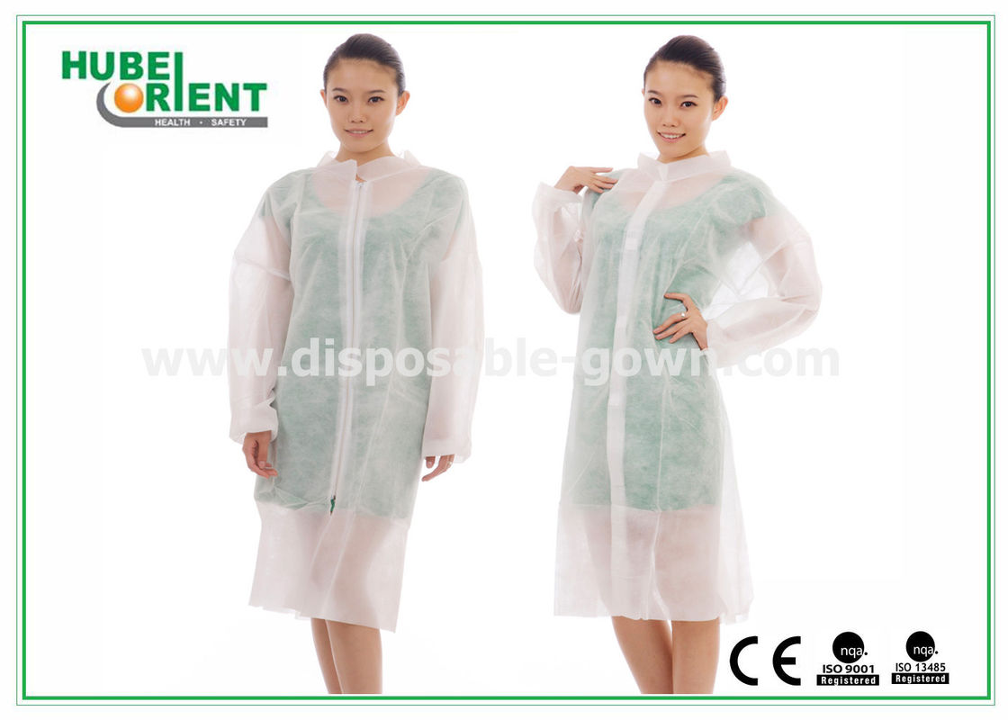 PP/SMS Disposable Lab Coat/Light Weight Disposable Medical Clothing with zip closure