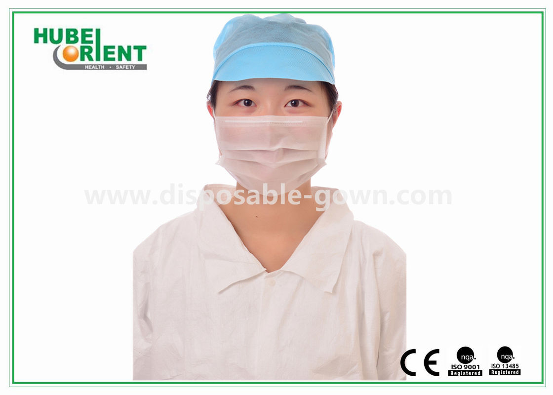 White Anti static 2- ply ESD disposable earloop face mask For Clean Room