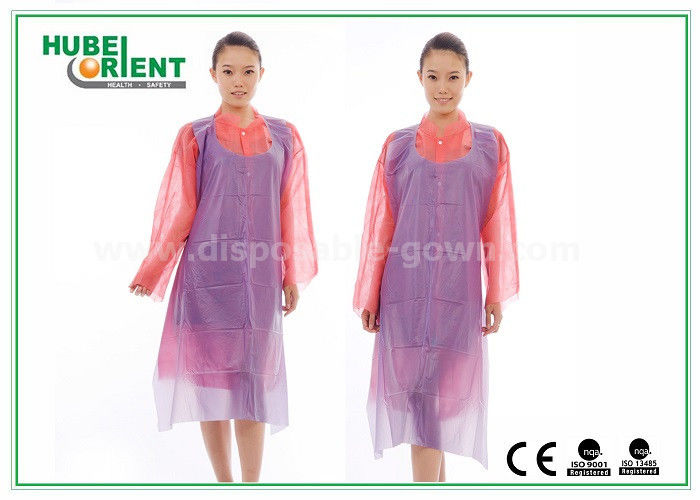 White Waterproof And Dustproof Disposable Aprons PVC Material With Punched Neck Opening