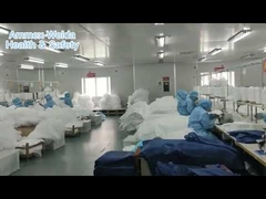 Type5/6 آبی راه راه SMS/MP پوشش ضد باکتری یکبار مصرف با هود