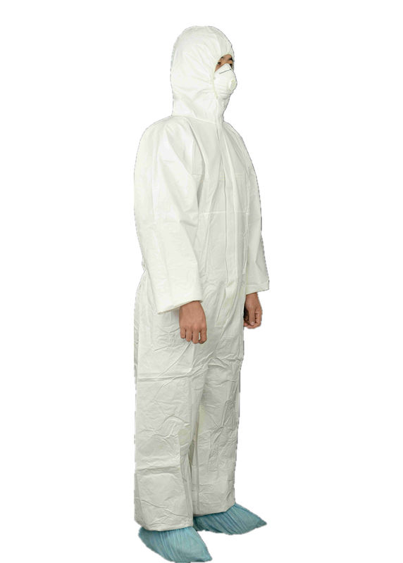 PPE Clothing Type 5/6 Breathable Disposable Microporous Film Coverall With Hood